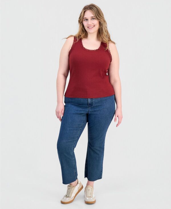 アンドノウディス レディース トップス タンクトップ ノースリーブ レース And Now This Womensleeveless LaceTrim Tank Top Crimson Ti クリムゾ