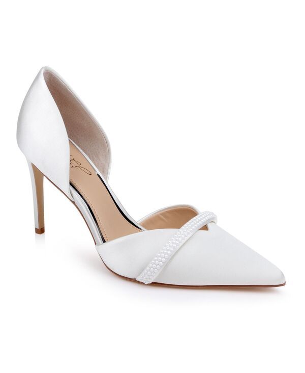 ジュウェルダグレイミシュカ レディース シューズ スリッポン・ローファー Jewel Badgley Mischka Womens Zoey SlipOn Pumps Ivory Satin アイボリ