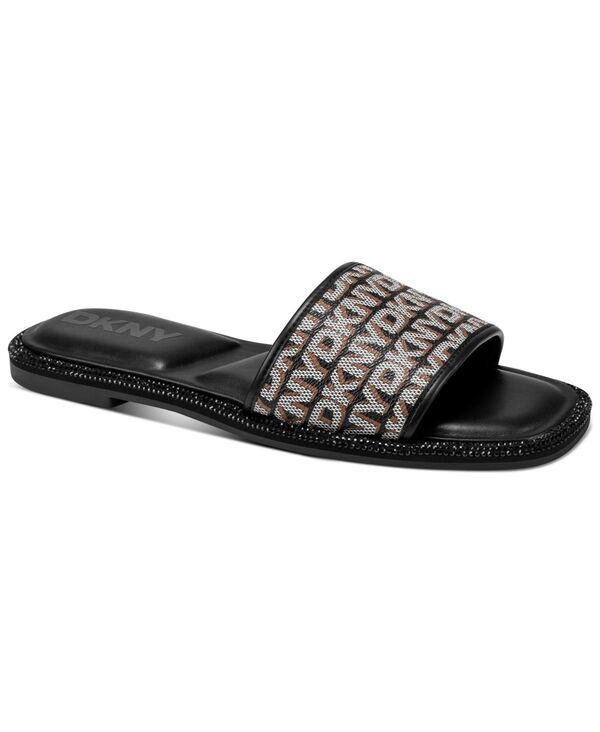 ダナ キャラン ニューヨーク レディース シューズ サンダル DKNY Womens Badin Slide Flat Sandals BlackSaddle Logo ブラック