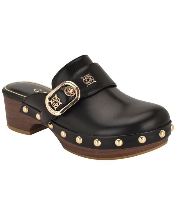 ゲス レディース シューズ サンダル プラットフォーム ヒール GUESS Womens Grisee Platform Wood Bottom Heeled Clogs Black Smooth ブ
