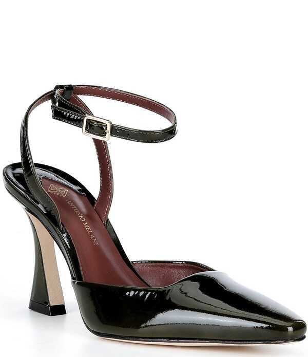 アントニオ メラーニ レディース シューズ ヒール アンクル レザー Antonio Melani Cissy Glossy Leather Ankle Wrapumps Crocodile Gree