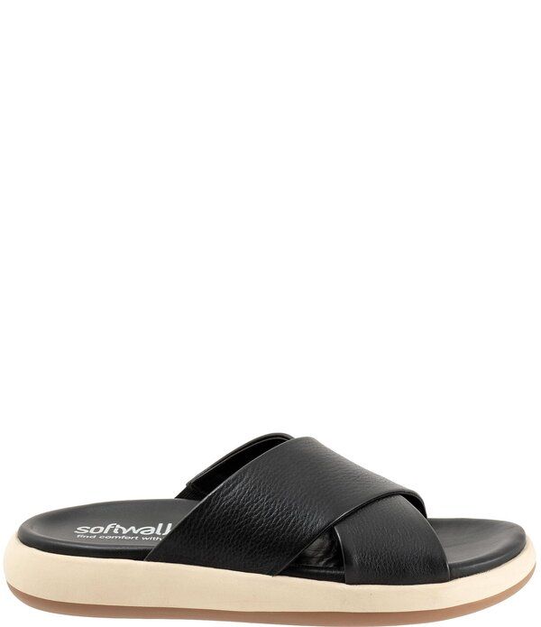 ソフトウォーク レディース シューズ パンプス サンダル レザー Softwalk Jesi 20 Leather Cross Band Sandals Black ブラック