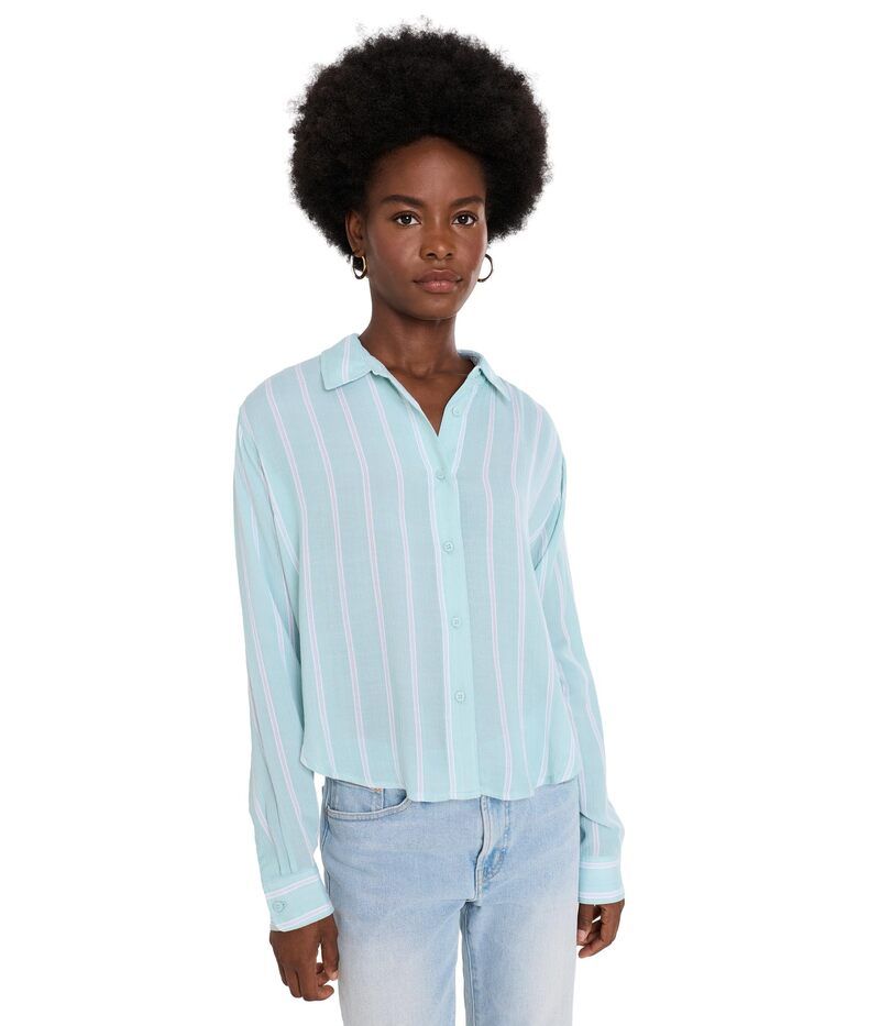スプレンディット レディース トップス シャツ ダウン Splendid Jaylei Stripe ButtonDown Teal Multi ティール