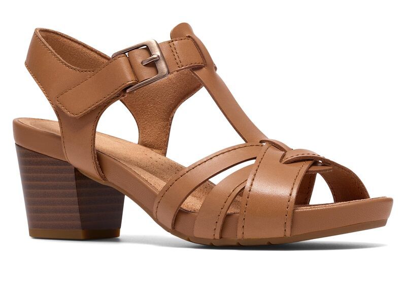 クラークス レディース シューズ ヒール Clarks Kymber Glow Tan Leather タン
