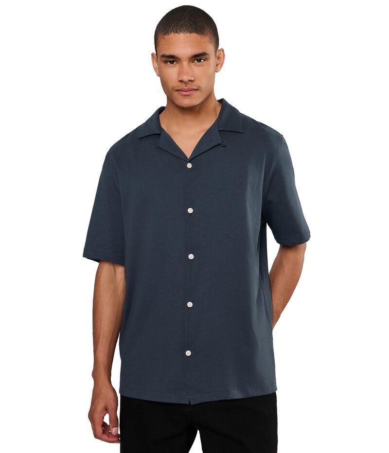オールセインツ メンズ トップス シャツ Allsaints Hudson Short Sleeve Shirt Moonstone Blue ブルー