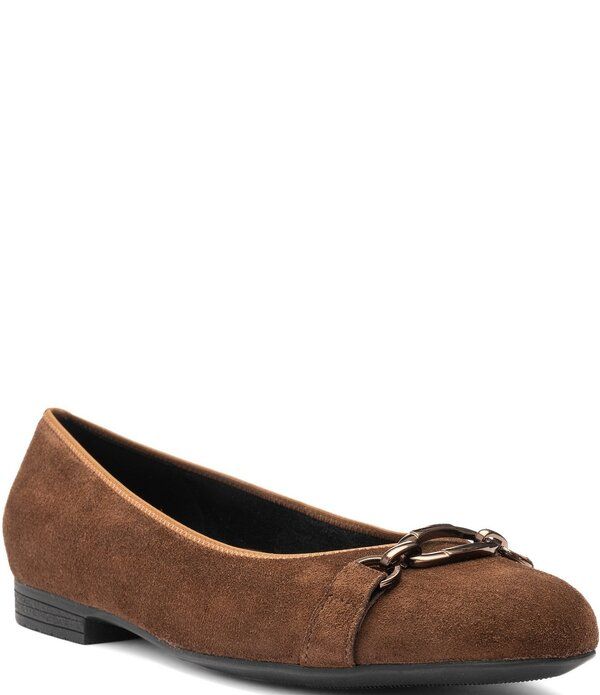 アラ レディース シューズ パンプスエード ara Siene Suede Chain Strap Hardware Flats Brown ブラウン
