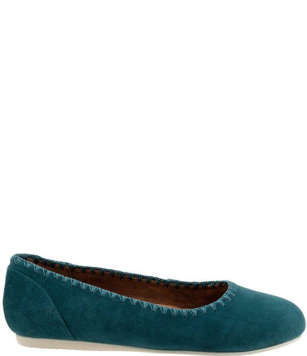 ソフトウォーク レディース シューズ パンプスエード SoftWalk Sonoma Embroidery Suede Ballet Flats Teal ティール