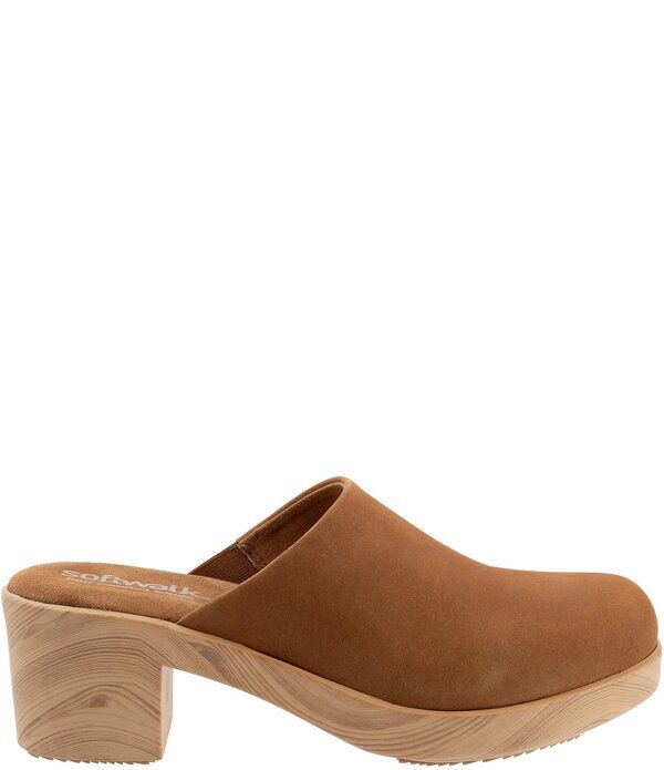 ソフトウォーク レディース シューズ サンダル スエード SoftWalk Felida Nubuck Suede Clogs Tanubuck タン