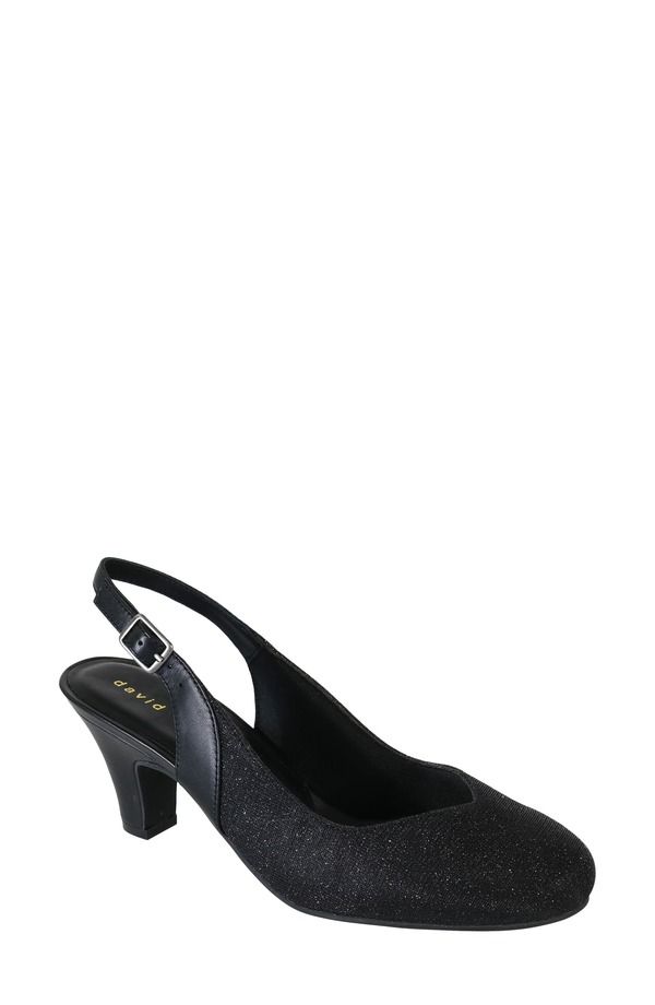 ダイビッドテイト レディース シューズ ヒール David Tate Avenue Slingback Pump BLACK SPARKLE ブラック