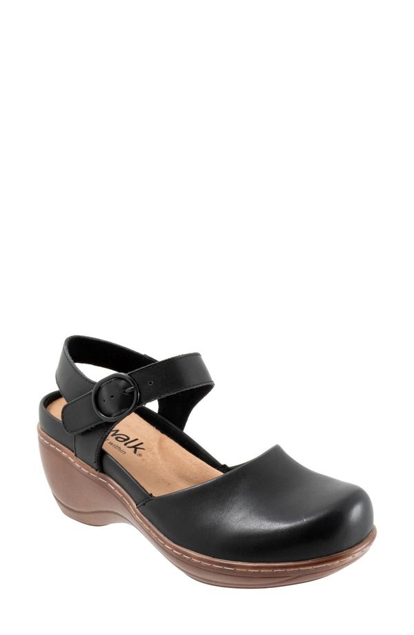 ソフトウォーク レディース シューズ サンダル アンクル SoftWalk Mabelle Ankle Strap Clog Women BLACK ブラック