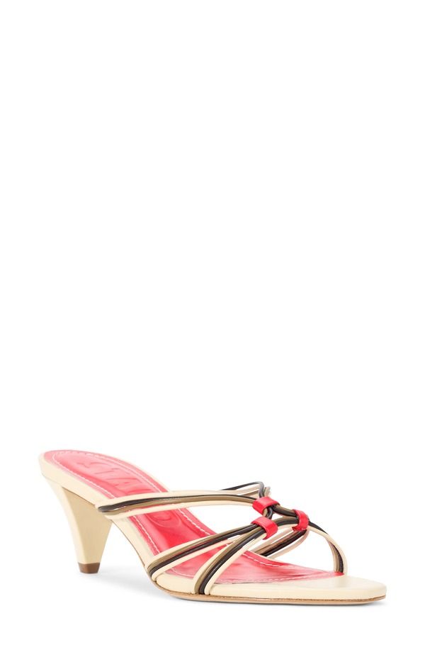 スタウド レディース シューズ ヒール サンダル STAUD Carrie Strappy Slide Sandal Women CREAM RED ROSE クリーム