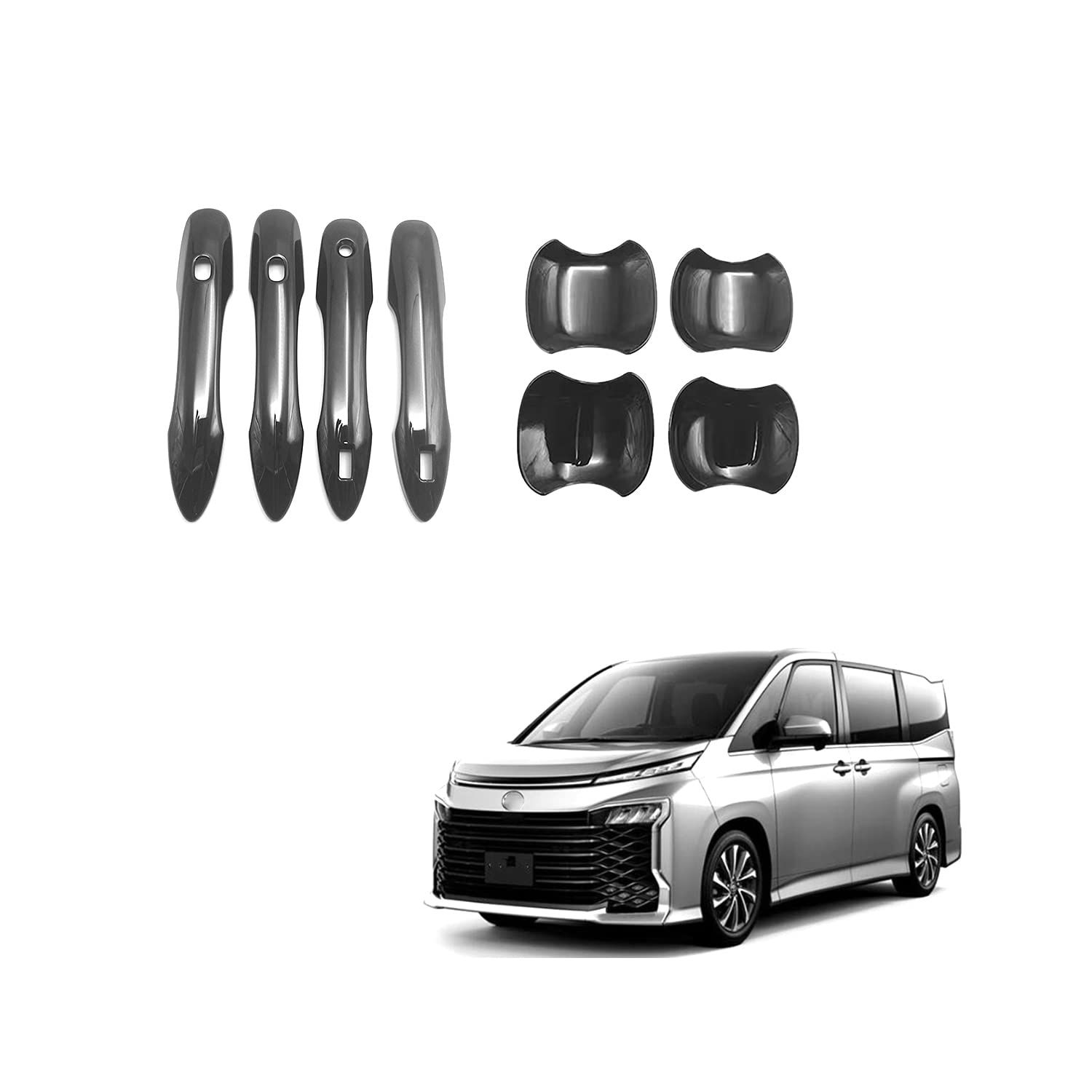 N★新型ヴォクシー 90系 / 新型ノア 90系 令和4年1月?専用 ドアハンドル装飾カバードレスアップ 傷防止アクセサリーオプション車種専用設計8pcs/セットピアノブラック b478fc38
