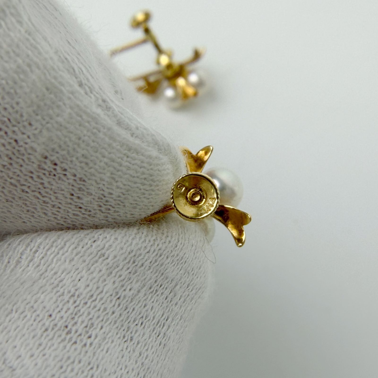 中古】MIKIMOTO ミキモト パール フラワーモチーフ イヤリング
