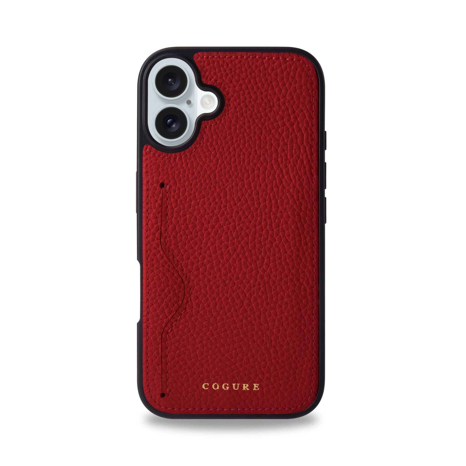 COGURE コグレ iPhone16Plus ケース 本革 シュリンクカーフレザー カード入れ シンプル おしゃれ ギフトボックス付き COPC1 レッド【Red】