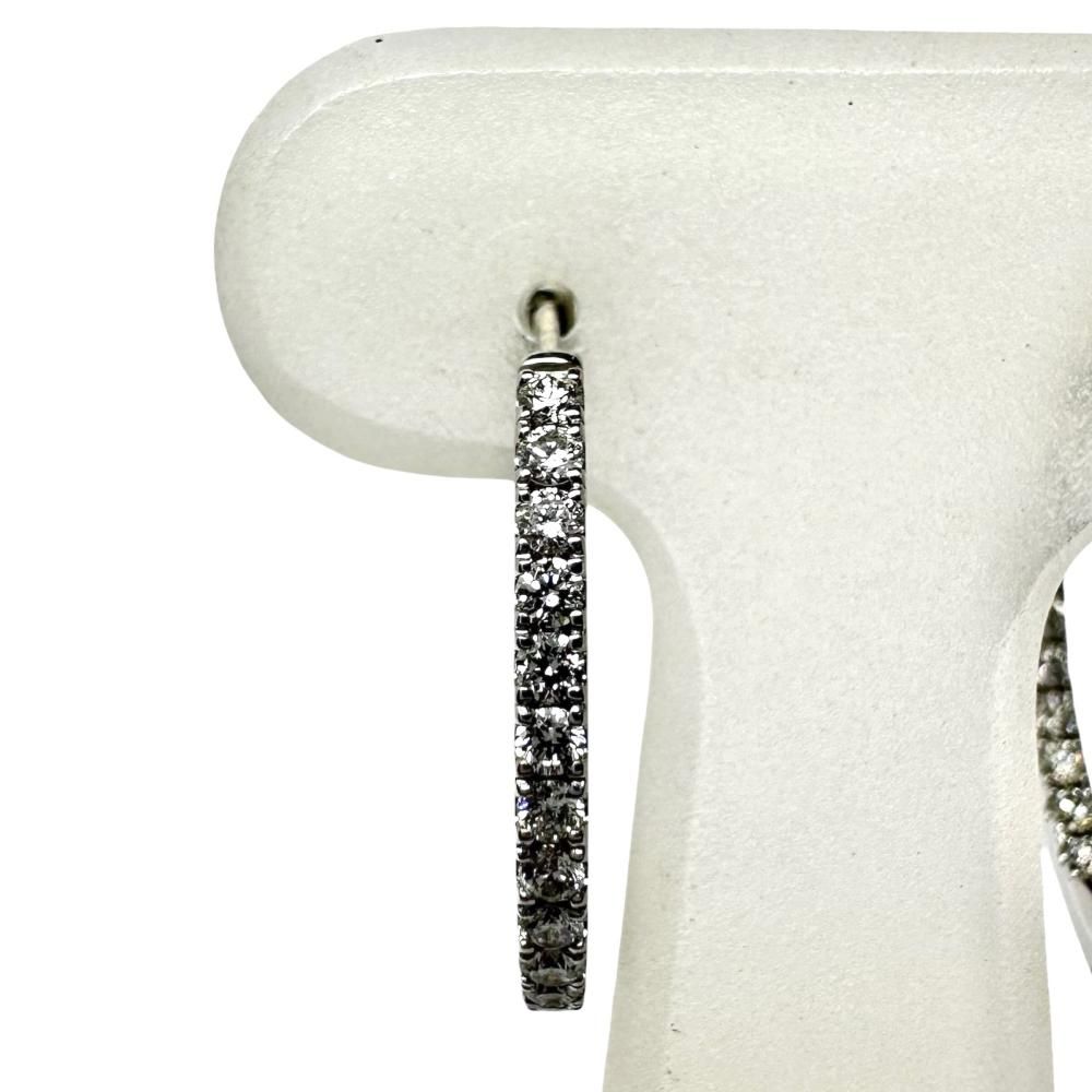 フープ ダイヤモンド 計0.25×2ct ピアス K18WGホワイトゴールド 18金 3.1g レディース 【中古】【真子質店】【NN】