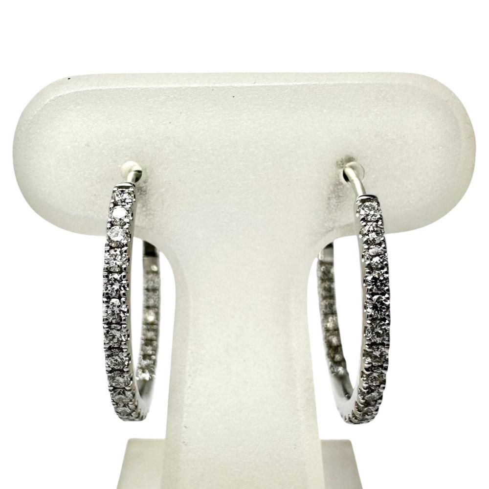 フープ ダイヤモンド 計0.25×2ct ピアス K18WGホワイトゴールド 18金 3.1g レディース 【中古】【真子質店】【NN】