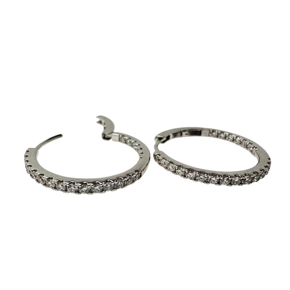 フープ ダイヤモンド 計0.25×2ct ピアス K18WGホワイトゴールド 18金 3.1g レディース 【中古】【真子質店】【NN】