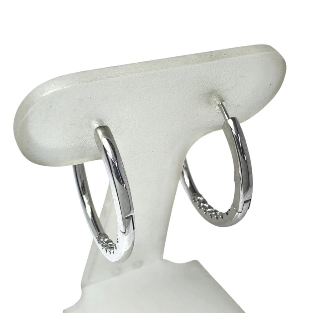 フープ ダイヤモンド 計0.25×2ct ピアス K18WGホワイトゴールド 18金 3.1g レディース 【中古】【真子質店】【NN】