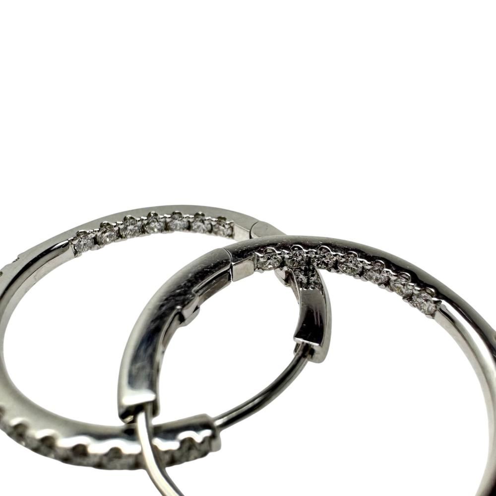 フープ ダイヤモンド 計0.25×2ct ピアス K18WGホワイトゴールド 18金 3.1g レディース 【中古】【真子質店】【NN】