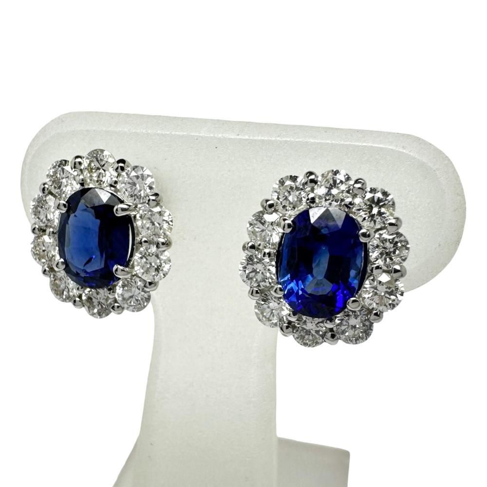 サファイア 1.34/0.94ct ダイヤモンド 0.66×2ct ピアス Pt950プラチナ/Pt900プラチナ(シャフト/キャッチ) 3.4g レディース 【中古】【真子質店】【NN】