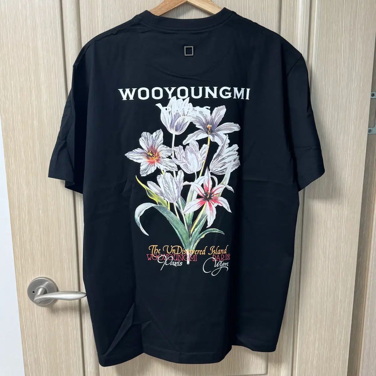 WOOYOUNGMI ウーヨンミ フラワー バックロゴ Tシャツ ブラック 50 サイズ 105 新品 出品