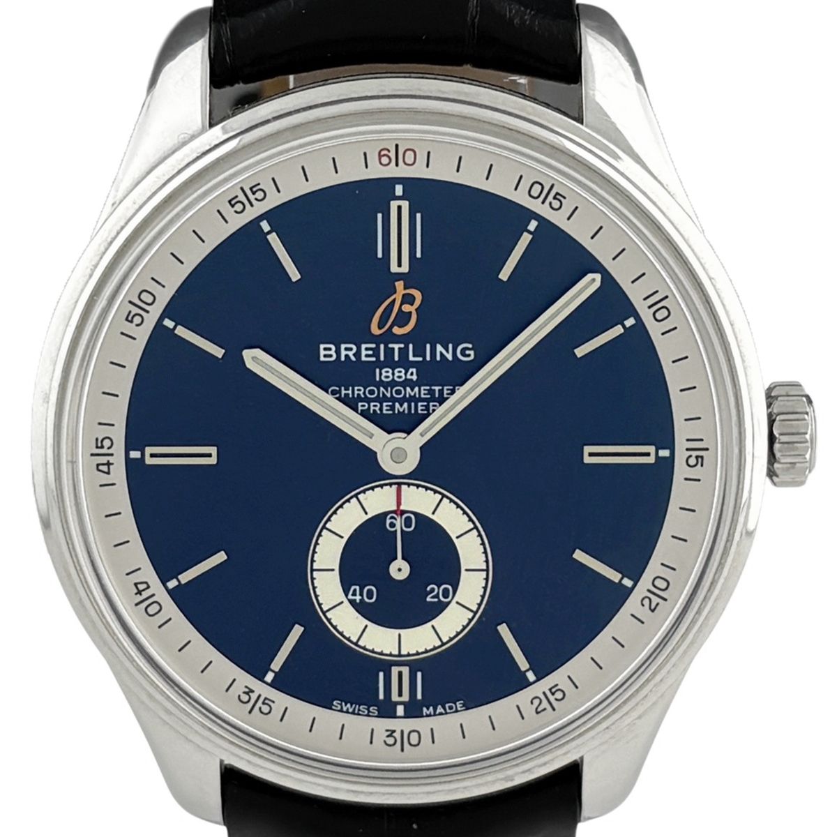 【保証書】ブライトリング BREITLING プレミエ オートマチック 40 A37340 腕時計 SS レザー 自動巻き ネイビー メンズ 【中古】