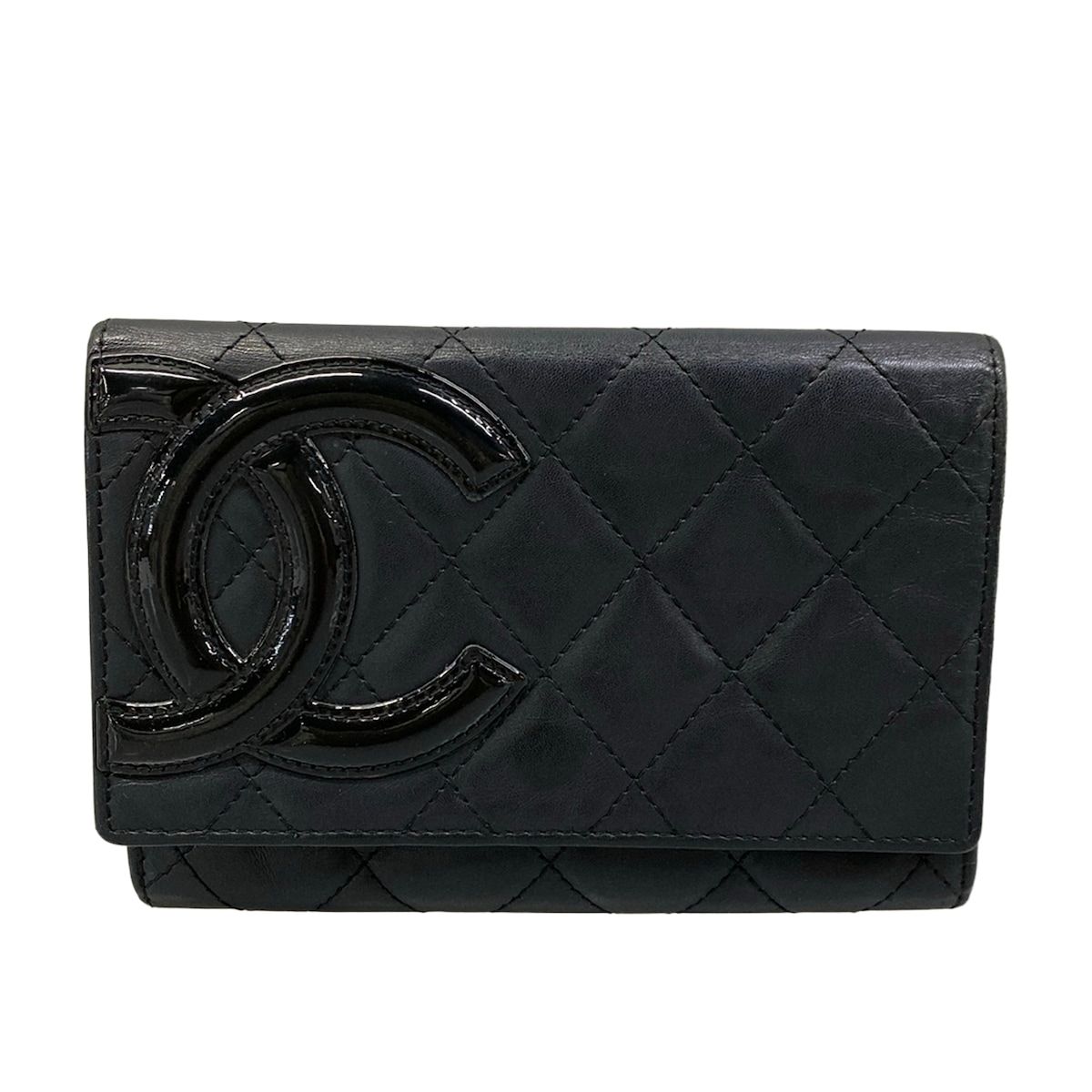 CHANEL(シャネル) 財布 カンボンライン A26722 黒 シルバー金具 レザー、ラムスキン