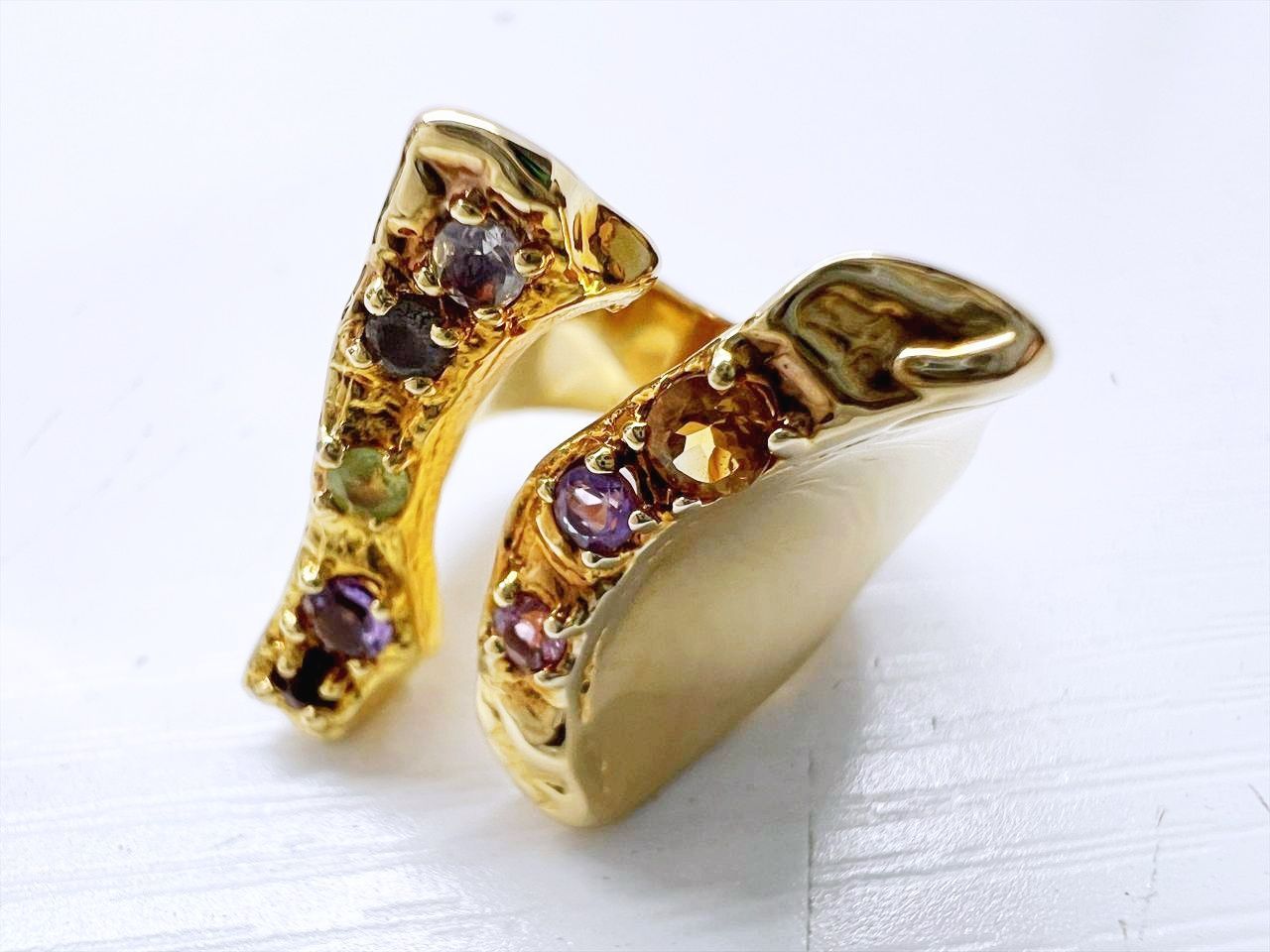 レア　未使用保管　美品　Christian Lacroix　クリスチャンラクロワ　ストーン　リング　指輪　ゴールド　マルチ　約１４号
