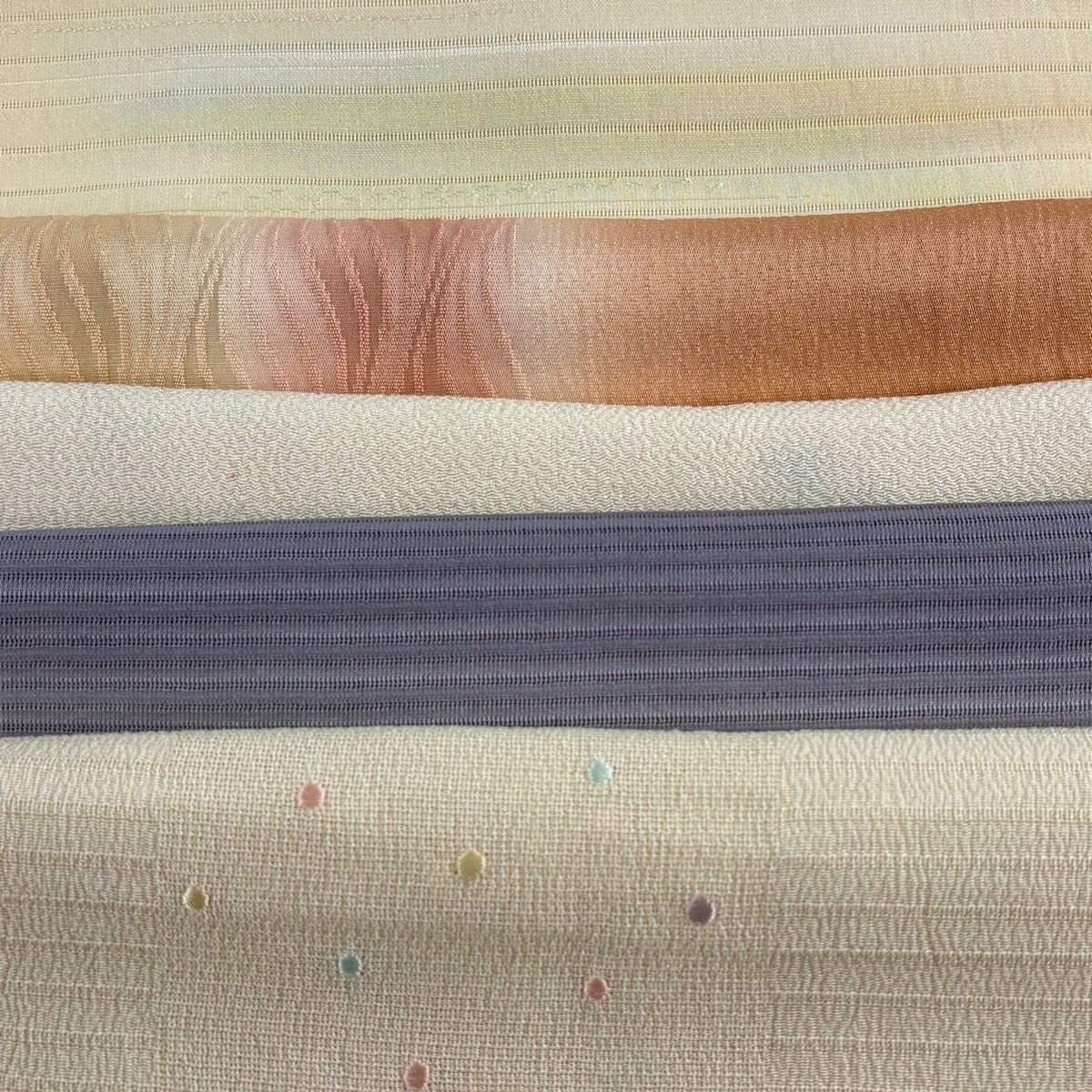 【美品】 帯揚げ 優品 帯揚げ5枚セット 薄黄 正絹 和装小物 【中古】