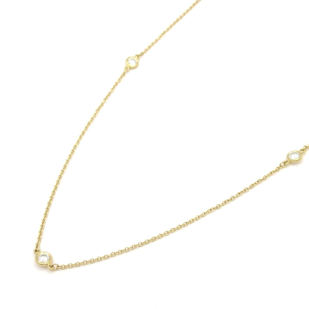TIFFANY&Co.(ティファニー) ネックレス美品 ダイヤモンド バイ ザ ヤード K18YG×ダイヤモンド ダイヤモンド5P/1P約0.1カラット
