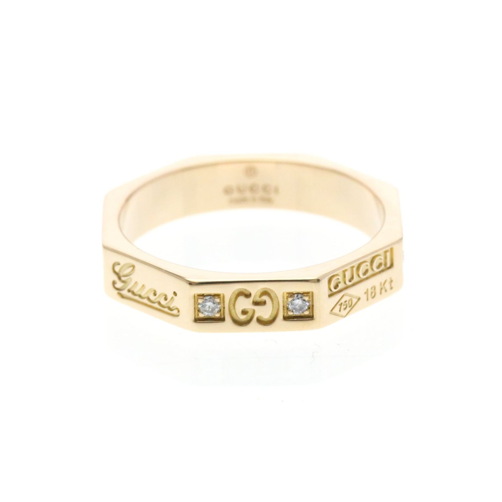 グッチ(Gucci) オクタゴナルリング ダイヤモンド K18ピンクゴールド(K18PG) ファッション ダイヤモンド バンドリング ピンクゴールド(PG)