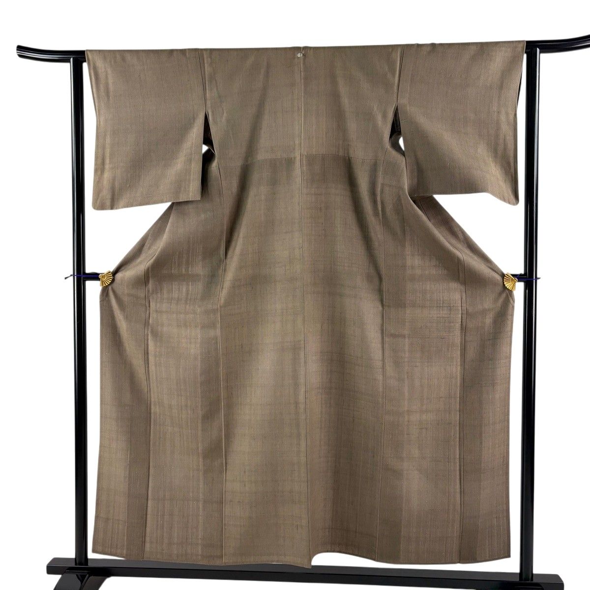 紬 身丈156cm 裄丈62.5cm S 単衣 茶色 正絹 秀品 一つ紋 【中古】