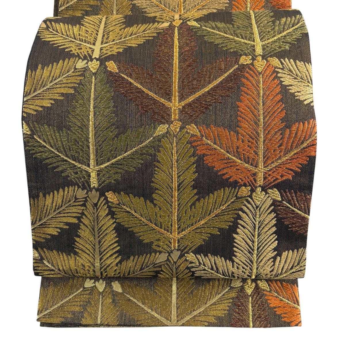 【美品】 袋帯 秀品 若松 金糸 焦茶色 六通 正絹 【中古】