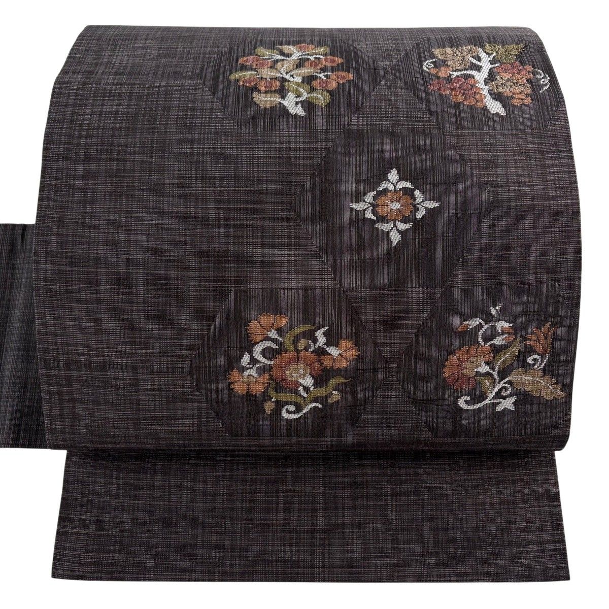 【美品】 名古屋帯 秀品 花唐草 葡萄 茶紫 正絹 【中古】 8,260円