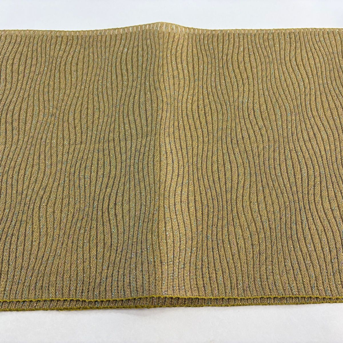 【美品】 名古屋帯 秀品 八寸名古屋帯 夏帯 縞 箔 薄茶色 正絹 【中古】