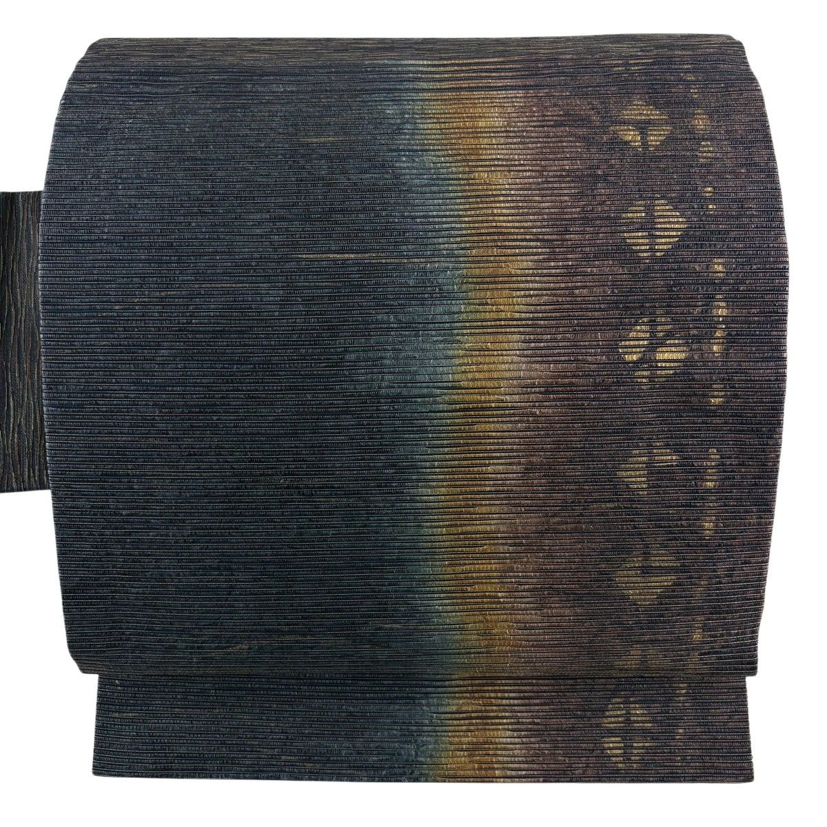 【美品】 名古屋帯 秀品 幾何学模様 金彩 金糸 濃紺 正絹 【中古】