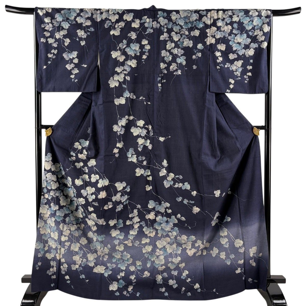 美品】 訪問着 身丈168.5cm 裄丈66.5cm M 袷 紬地 葉 実 刺繍 ぼかし
