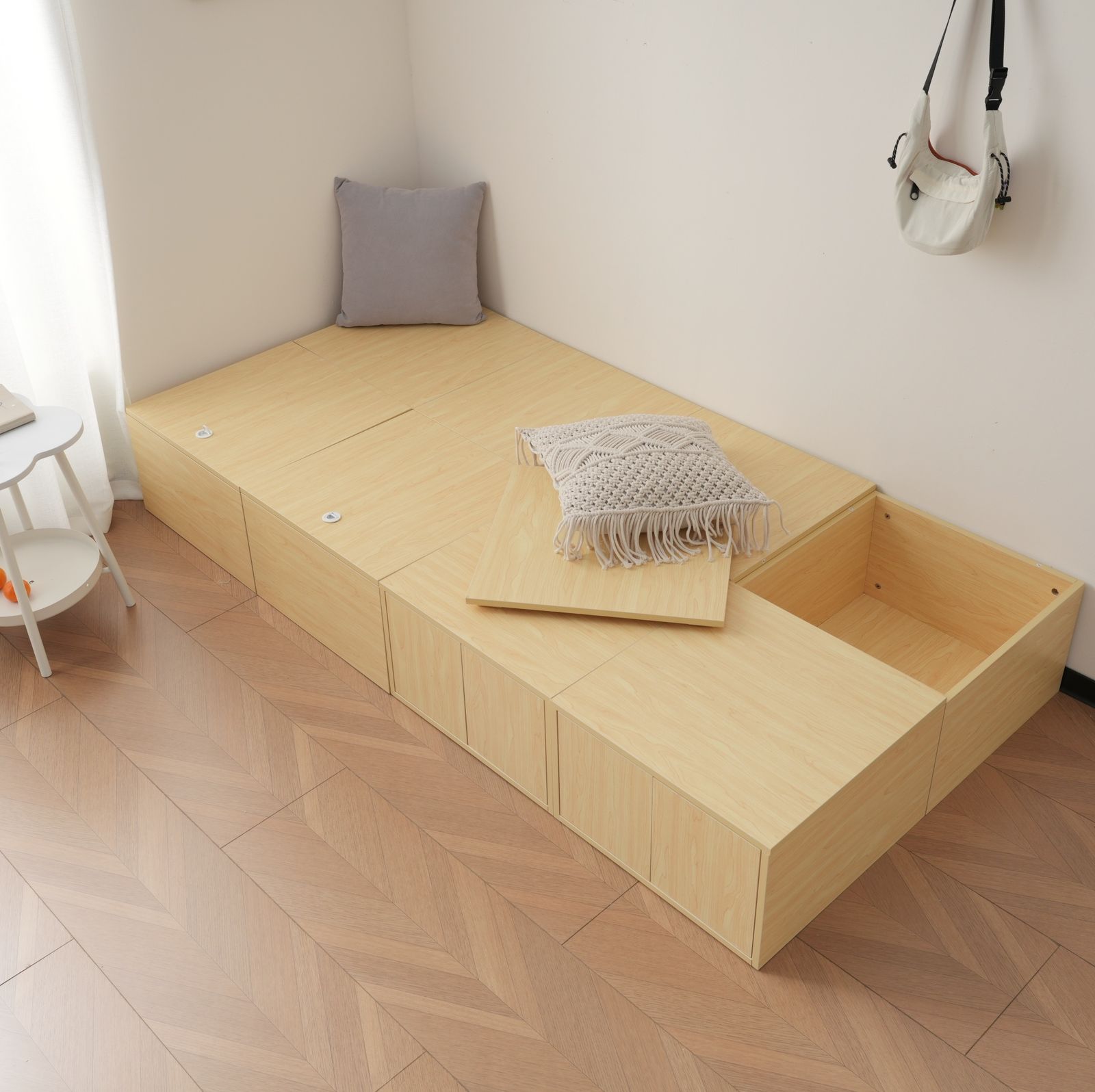 組み合わせ自由自在 収納ボックス 2個セット 独立蓋フタ 50×50×30cm ナチュラル【Natural】