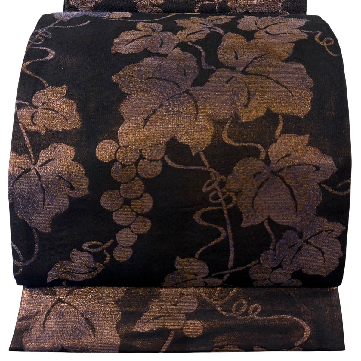 【美品】 袋帯 名品 葡萄 箔 金茶 六通 正絹 【中古】