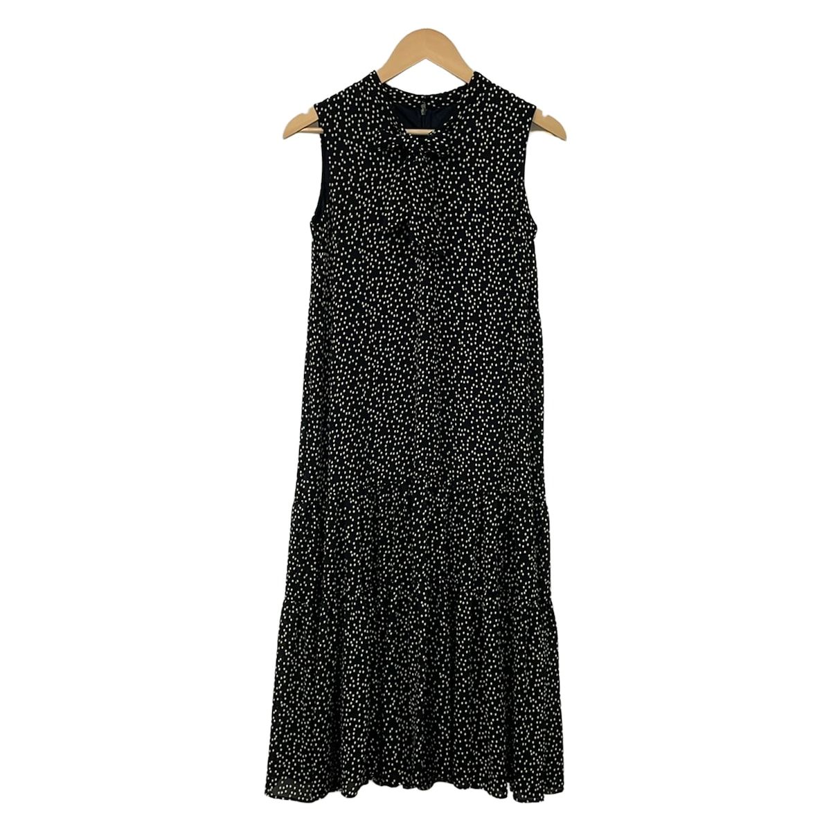 ANAYI(アナイ) ワンピース サイズ36 S レディース美品 - 黒×白 Vネック/ノースリーブ/ロング丈/ドット柄 15,400円