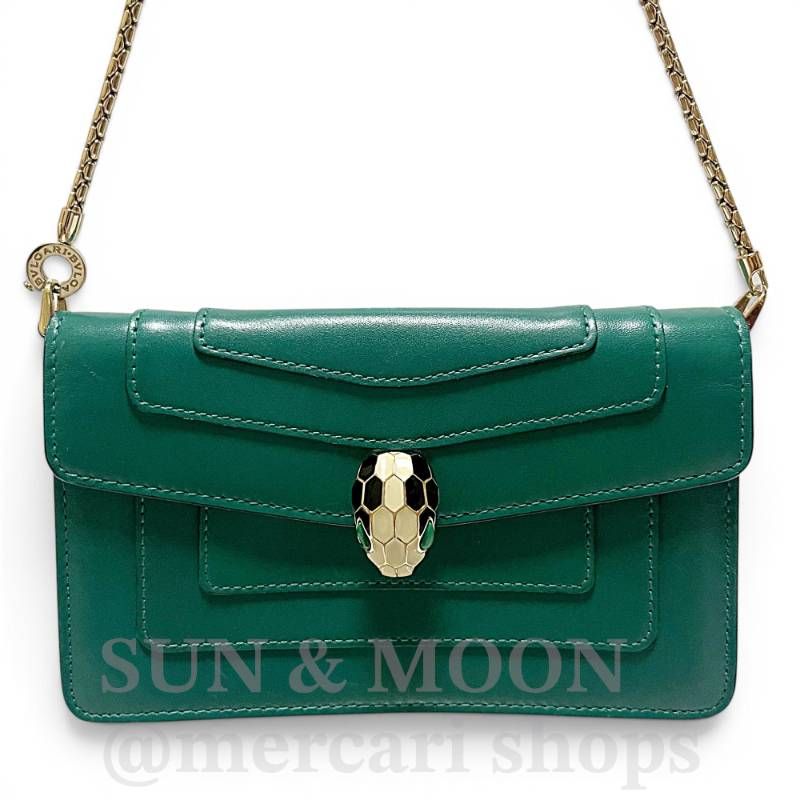 美品/希少 ブルガリ セルペンティ フォーエバー ミニショルダーバッグ アクセサリーポーチ チェーンポシェット グリーン 緑 TJ267 59,400円