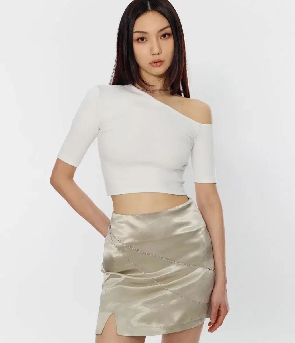 新品 キュレッティー ダメージフリンジ トップス _ (white)