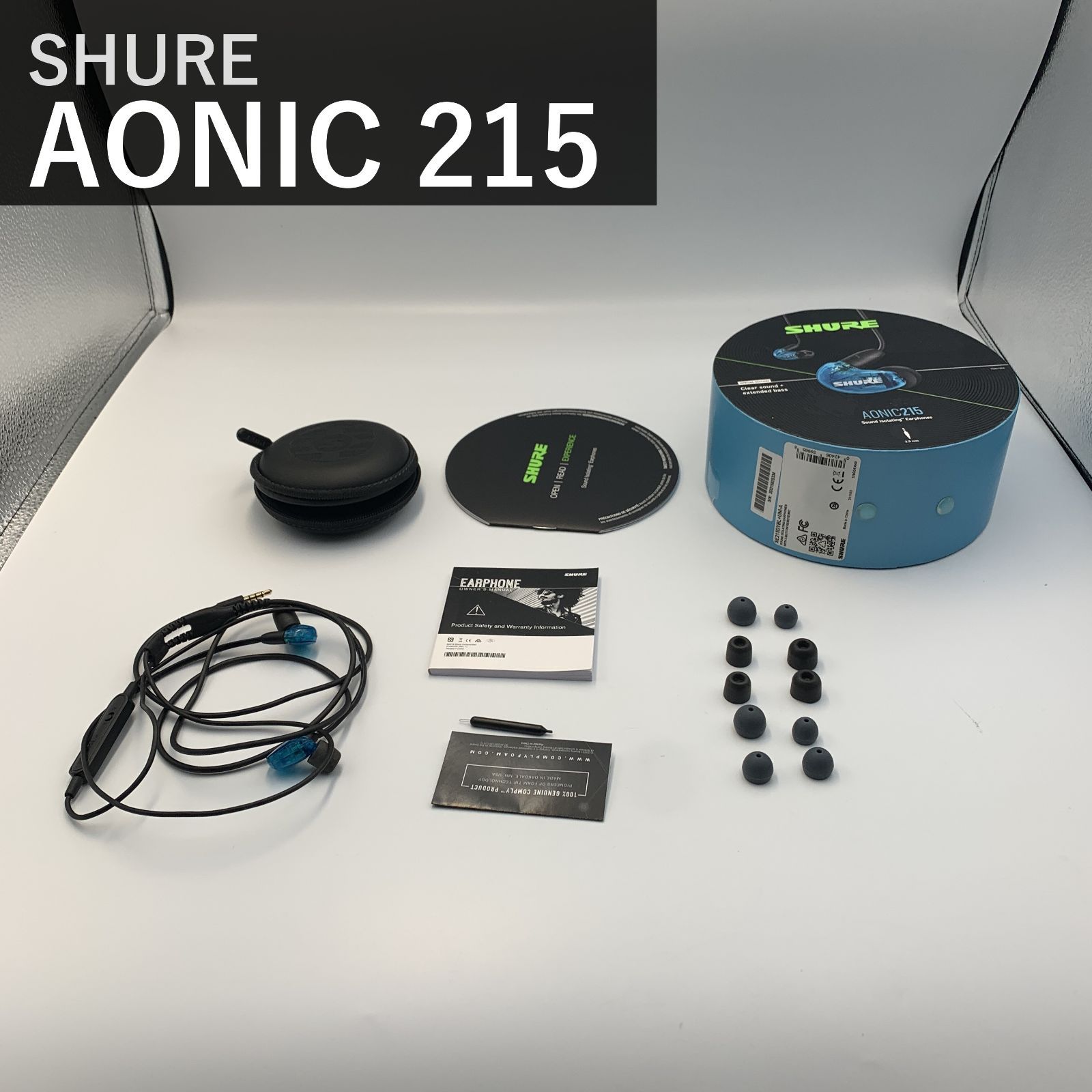 SHURE シュア AONIC 215 SE215DYBL+UNI-A 有線イヤホン カナル型 トランスルーセントブルー MMCX リケーブル対応 高遮音性 マイク付き 3.5mm スペシャルエディション 低音強化 国内正規品