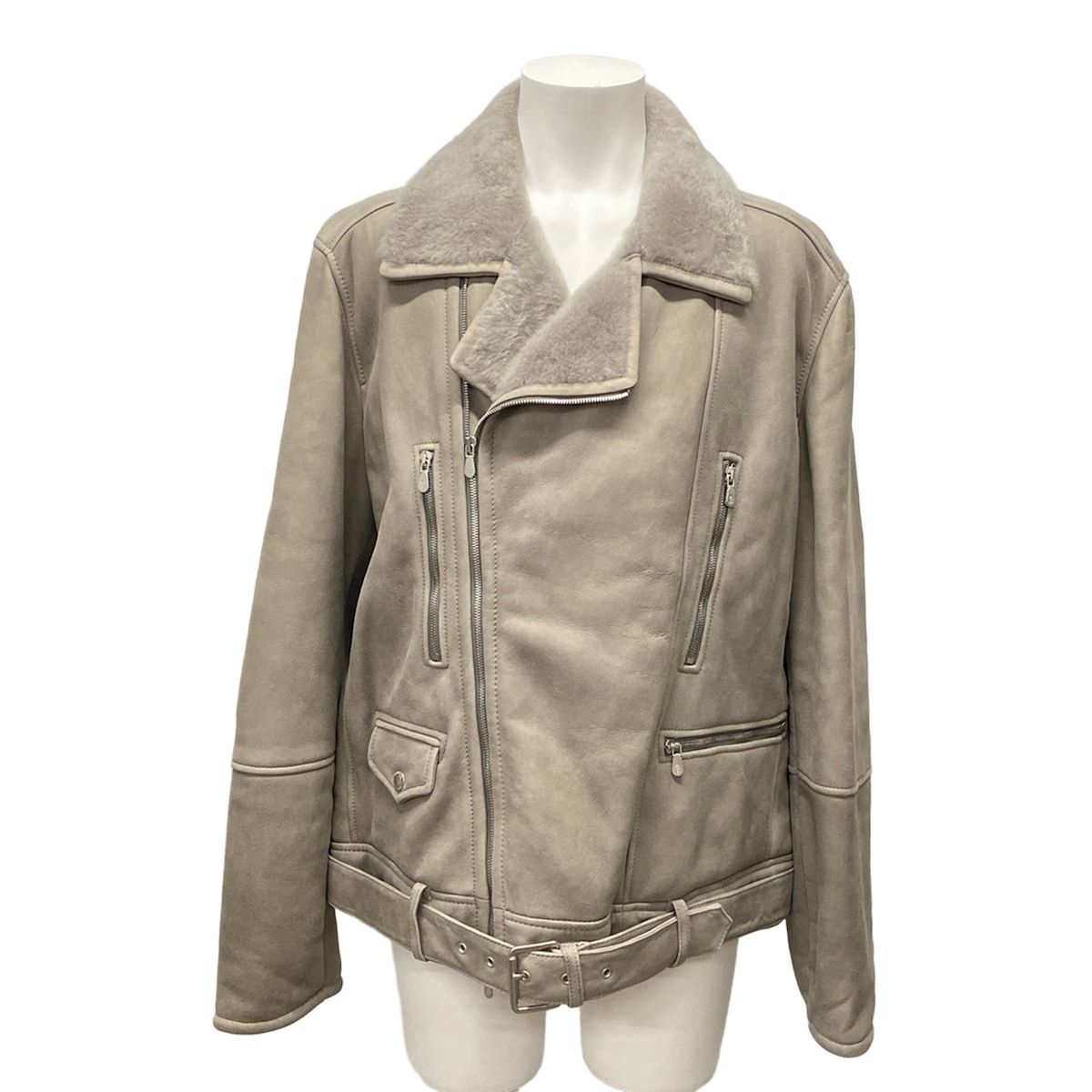 BRUNELLO CUCINELLI(ブルネロクチネリ) ライダースジャケット サイズXL メンズ - MPMV01565 グレーベージュ 冬 ムートン