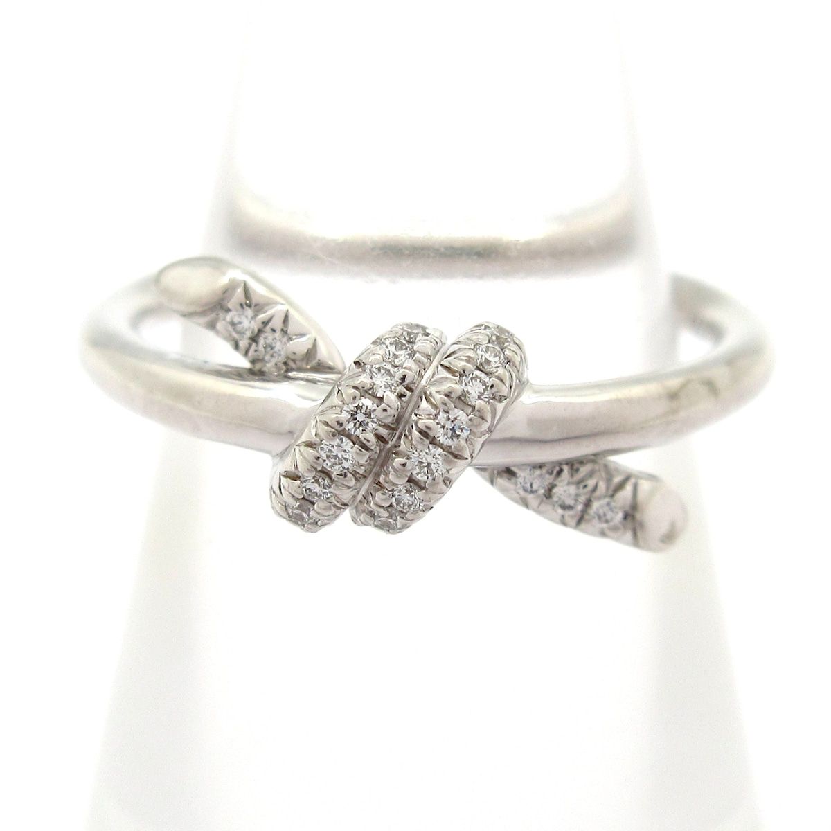 TIFFANY&Co.(ティファニー) リング美品 ティファニー ノット K18WG×ダイヤモンド パヴェダイヤ