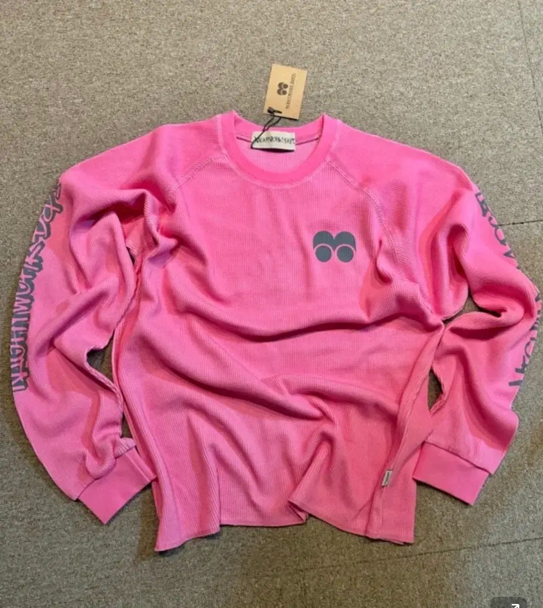 ナイークウォークデプ ワッフル ルーズフィット ロング スリーブ Tシャツ ピンク