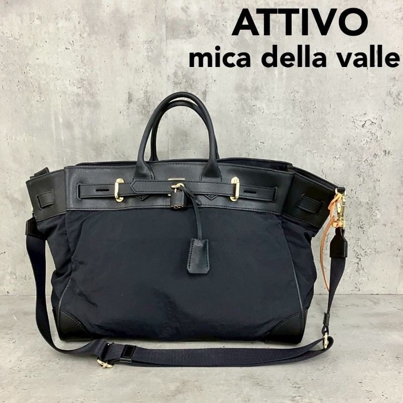 ATTIVO mica della valle Elena 2way トートバッグ アッティーヴォ 防水 ナイロン ブラック ショルダーバッグ A4 大容量 ビジネス 通勤 通学 レディース 旅行 出張 撥水 軽い 軽量 シンプル おしゃれ ★ ■■