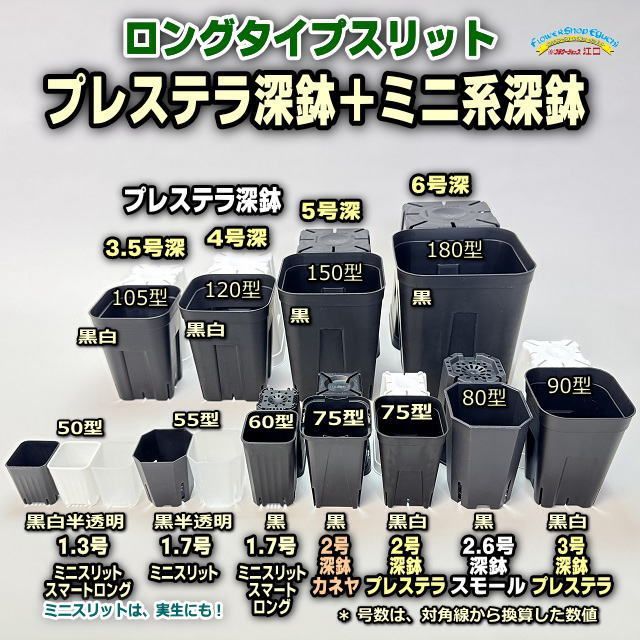 ミニプラ鉢専門店＊セラアート長鉢＊やや大きめ3サイズ：6・7・8号鉢黒