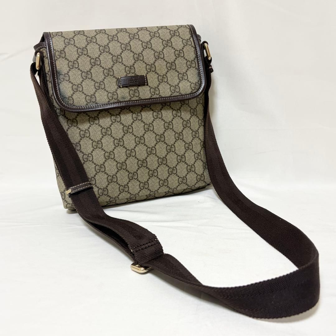 GUCCI グッチ ショルダーバッグ GGスプリーム レザー ベージュ ブラウン 223666