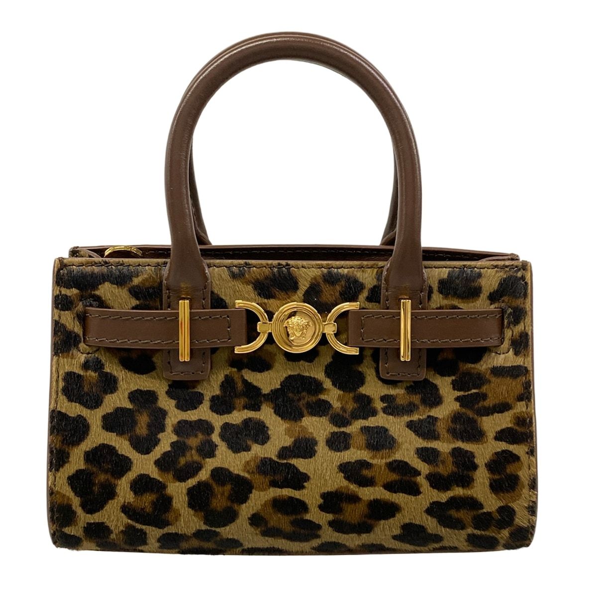 VERSACE(ヴェルサーチ) ハンドバッグ メドゥーサ ’95 1015820 ブラウン×ダークブラウン×黒 レオパード/ミニバッグ レザー